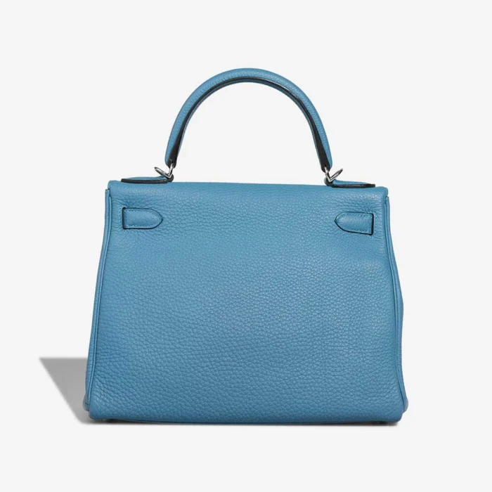Artisan-Grade Hermès Dupes Kelly 28 Taurillon Clemence Turquoise PHW - Replica Handbags - Image 2