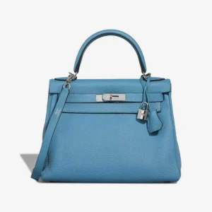 Artisan-Grade Hermès Dupes Kelly 28 Taurillon Clemence Turquoise PHW - Replica Handbags