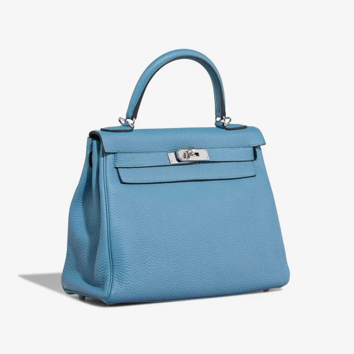 Artisan-Grade Hermès Dupes Kelly 28 Taurillon Clemence Turquoise PHW - Replica Handbags - Image 4