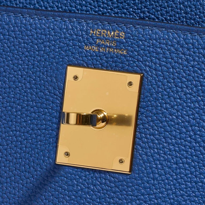 Artisan-Grade Hermès Dupes Kelly 28 Togo Bleu de France GHW - Replica Handbags - Image 5