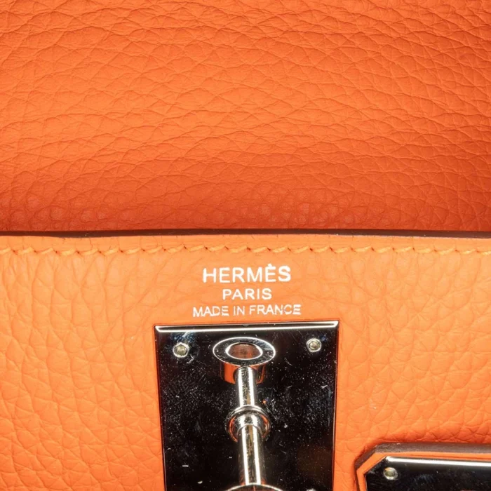 Artisan-Grade Hermès Dupes Kelly 28 Togo Orange H PHW - Replica Handbags - Image 5