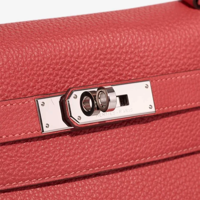 Artisan-Grade Hermès Dupes Kelly 28 Togo Rouge Pivoine PHW - Replica Handbags - Image 7