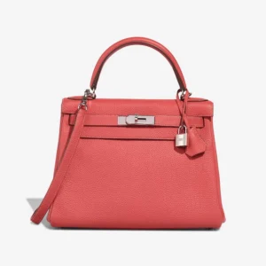Artisan-Grade Hermès Dupes Kelly 28 Togo Rouge Pivoine PHW - Replica Handbags