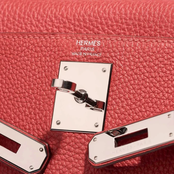 Artisan-Grade Hermès Dupes Kelly 28 Togo Rouge Pivoine PHW - Replica Handbags - Image 6