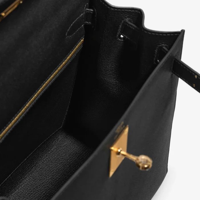 Artisan-Grade Hermès Dupes Kelly 28 Veau Madame Black GHW - Replica Handbags - Image 5