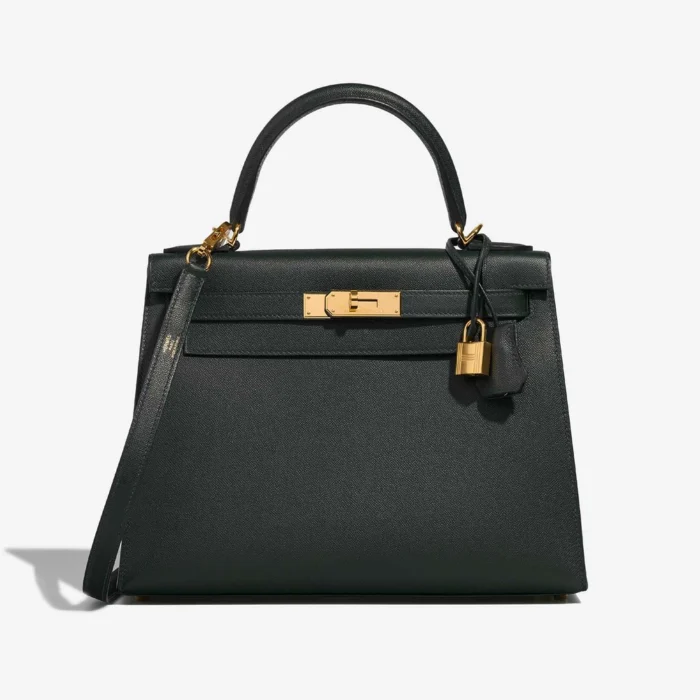 Artisan-Grade Hermès Dupes Kelly 28 Veau Madame Vert Rousseau GHW