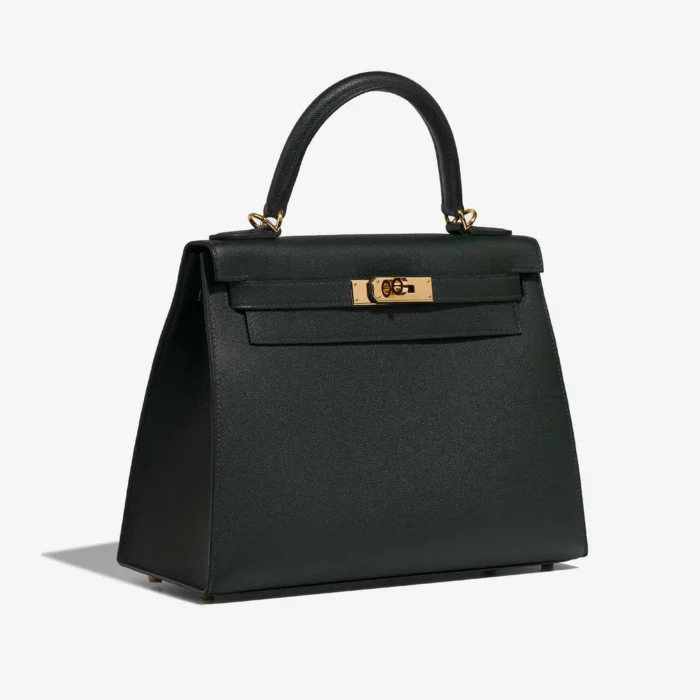 Artisan-Grade Hermès Dupes Kelly 28 Veau Madame Vert Rousseau GHW - Replica Handbags - Image 4