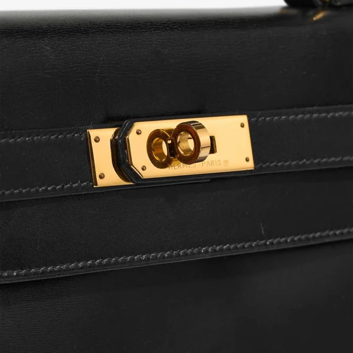 Artisan-Grade Hermès Dupes Kelly 32 Box Calf Black GHW - Replica Handbags - Image 7