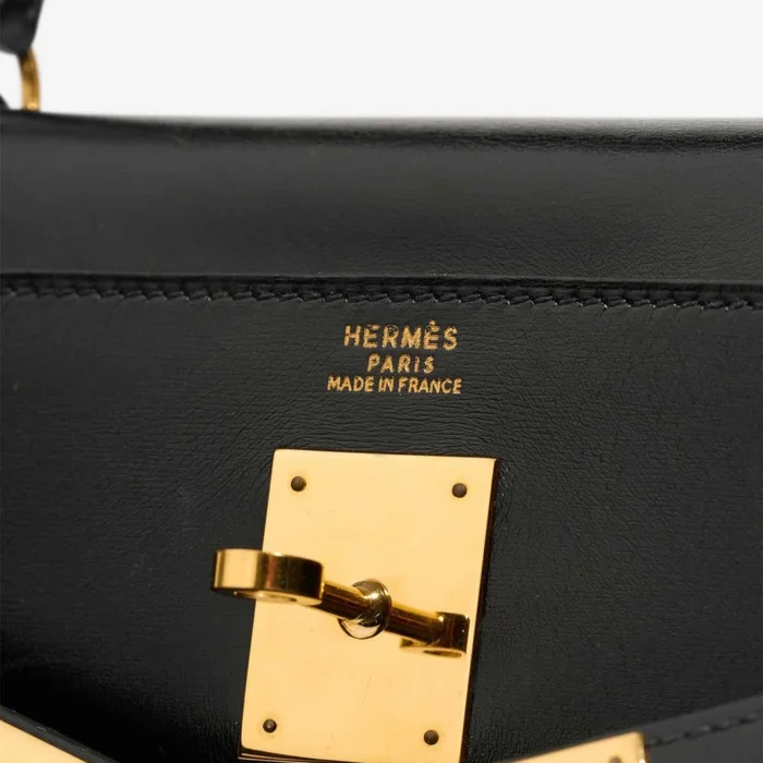 Artisan-Grade Hermès Dupes Kelly 32 Box Calf Black GHW - Replica Handbags - Image 6