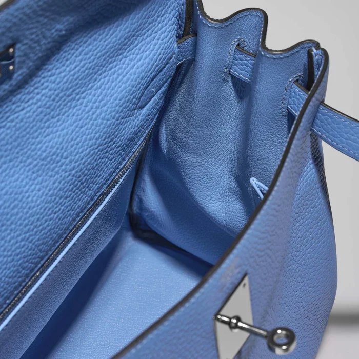 Artisan-Grade Hermès Dupes Kelly 32 Clemence Blue Paradise PHW - Replica Handbags - Image 5