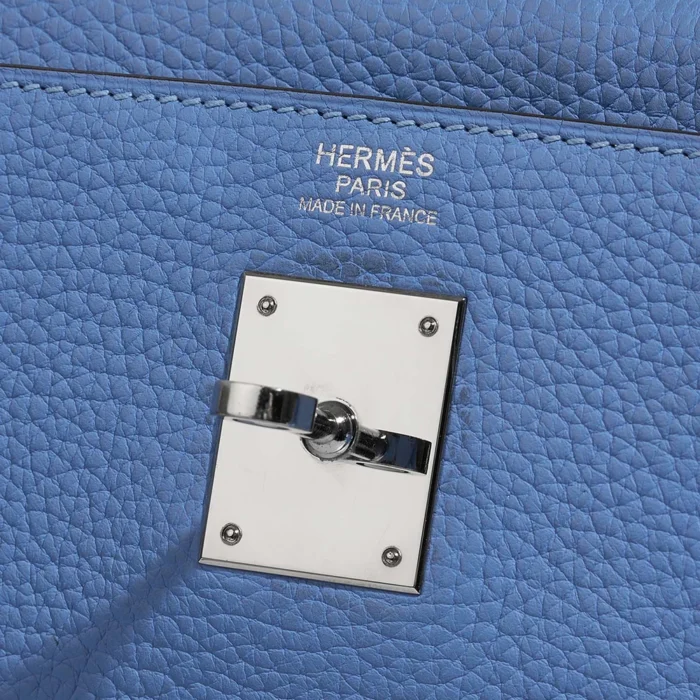 Artisan-Grade Hermès Dupes Kelly 32 Clemence Blue Paradise PHW - Replica Handbags - Image 6