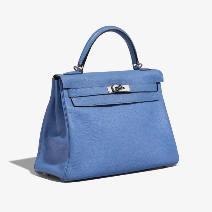 Artisan-Grade Hermès Dupes Kelly 32 Clemence Blue Paradise PHW - Replica Handbags - Image 4