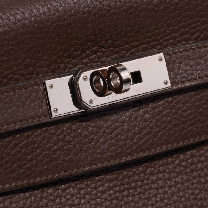 Artisan-Grade Hermès Dupes Kelly 32 Clemence Cacao PHW - Replica Handbags - Image 7