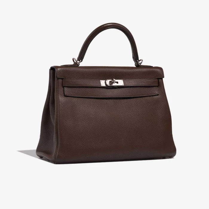 Artisan-Grade Hermès Dupes Kelly 32 Clemence Cacao PHW - Replica Handbags - Image 4