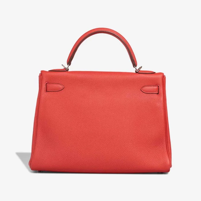 Artisan-Grade Hermès Dupes Kelly 32 Clemence Rouge Tomate PHW - Replica Handbags - Image 2