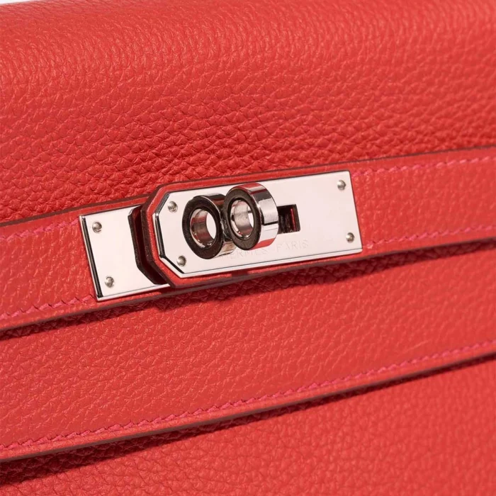 Artisan-Grade Hermès Dupes Kelly 32 Clemence Rouge Tomate PHW - Replica Handbags - Image 7