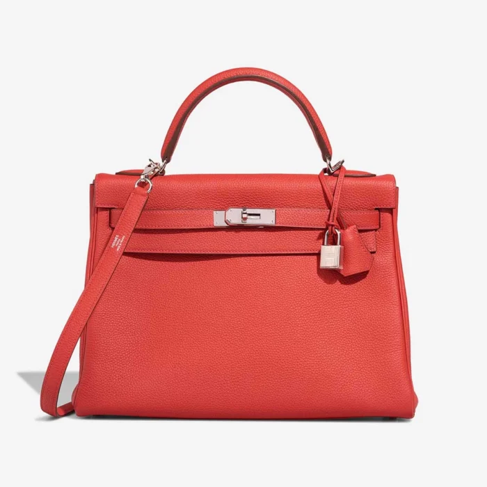 Artisan-Grade Hermès Dupes Kelly 32 Clemence Rouge Tomate PHW - Replica Handbags