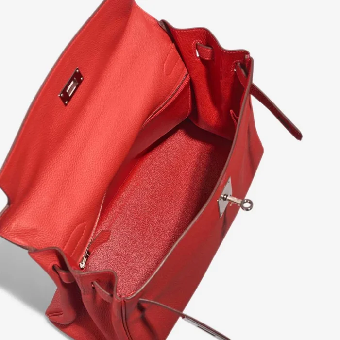 Artisan-Grade Hermès Dupes Kelly 32 Clemence Rouge Tomate PHW - Replica Handbags - Image 5