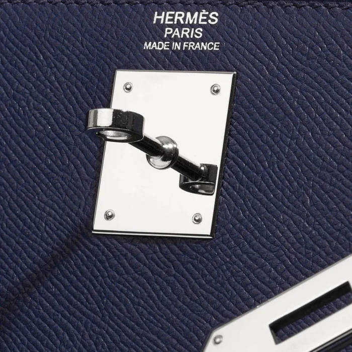Artisan-Grade Hermès Dupes Kelly 32 Epsom Blue Saphir PHW - Replica Handbags - Image 6