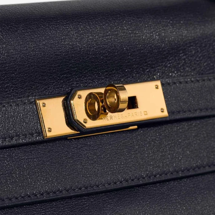 Artisan-Grade Hermès Dupes Kelly 32 Gulliver Bleu Marine GHW - Replica Handbags - Image 7