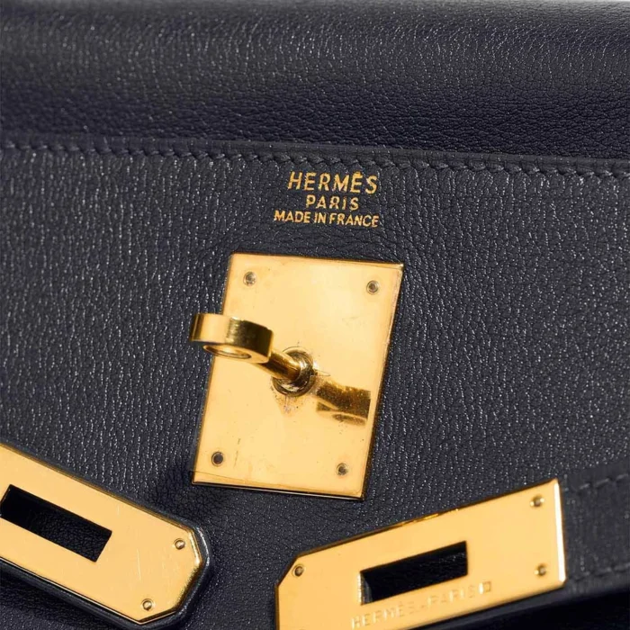 Artisan-Grade Hermès Dupes Kelly 32 Gulliver Bleu Marine GHW - Replica Handbags - Image 6
