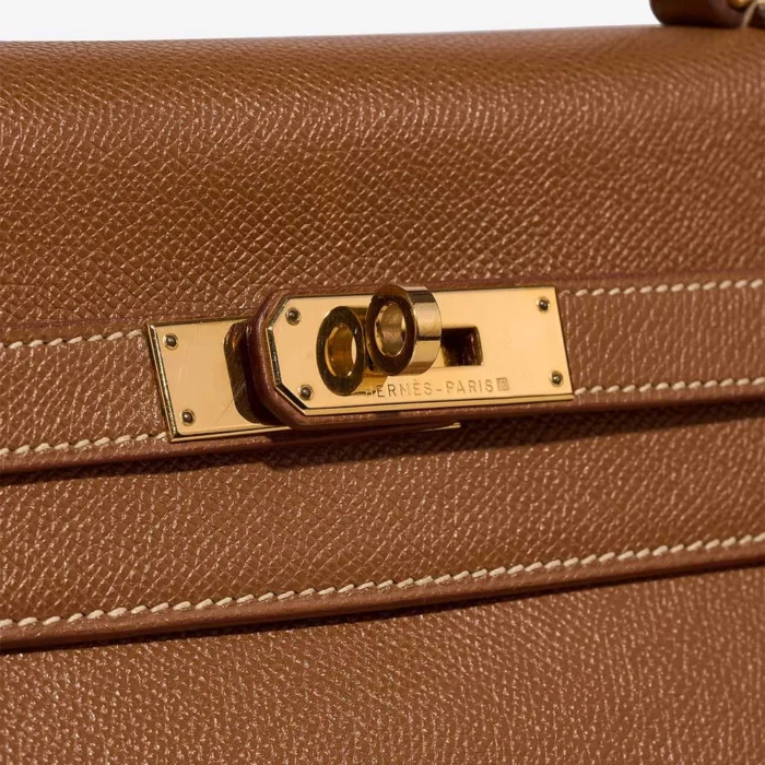 Artisan-Grade Hermès Dupes Kelly 35 Courchevel Gold GHW - Replica Handbags - Image 6