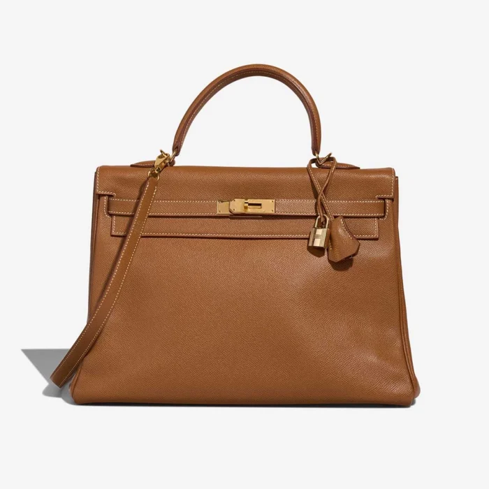 Artisan-Grade Hermès Dupes Kelly 35 Courchevel Gold GHW - Replica Handbags