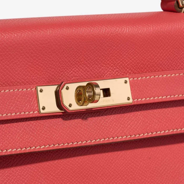 Artisan-Grade Hermès Dupes Kelly 35 Epsom Rose Jaipur/Gold Candy Collection GHW - Replica Handbags - Image 7