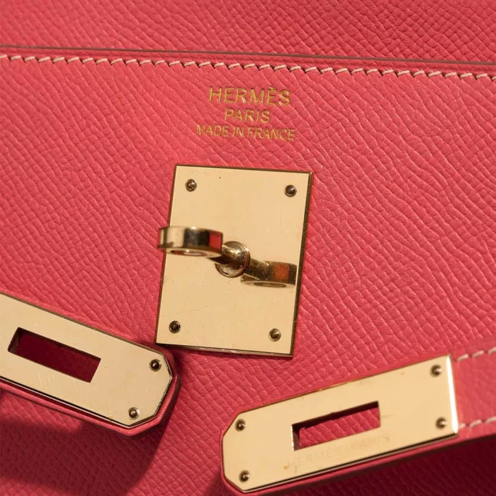 Artisan-Grade Hermès Dupes Kelly 35 Epsom Rose Jaipur/Gold Candy Collection GHW - Replica Handbags - Image 6