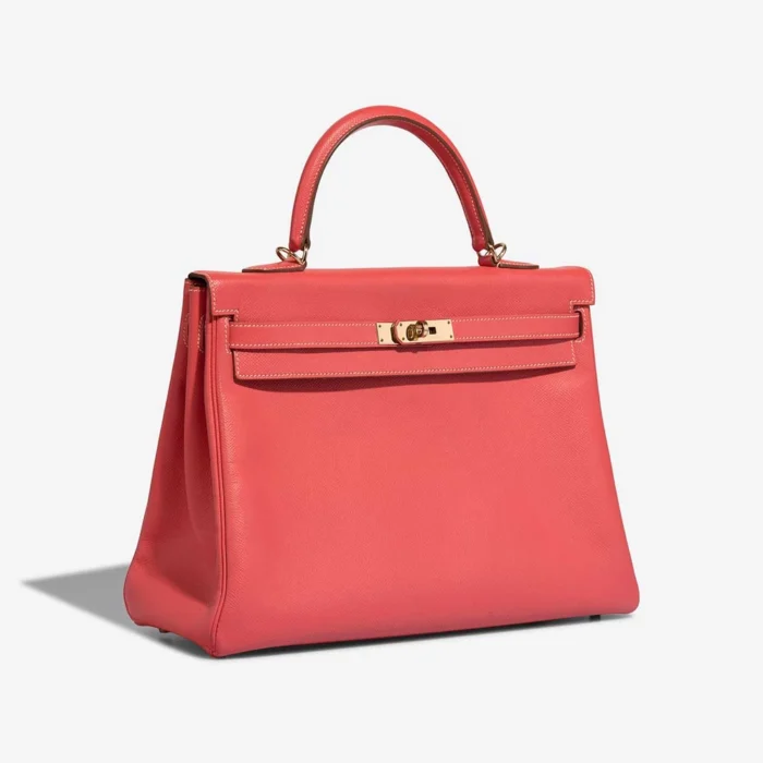 Artisan-Grade Hermès Dupes Kelly 35 Epsom Rose Jaipur/Gold Candy Collection GHW - Replica Handbags - Image 4