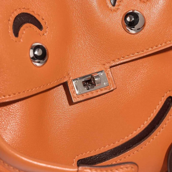 Artisan-Grade Hermès Dupes Kelly Doll Swift Orange H/Brown PHW - Replica Handbags - Image 7