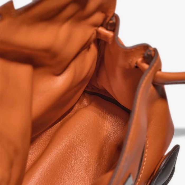 Artisan-Grade Hermès Dupes Kelly Doll Swift Orange H/Brown PHW - Replica Handbags - Image 5
