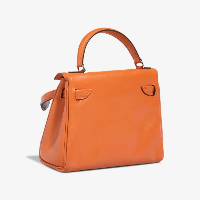 Artisan-Grade Hermès Dupes Kelly Doll Swift Orange H/Brown PHW - Replica Handbags - Image 4