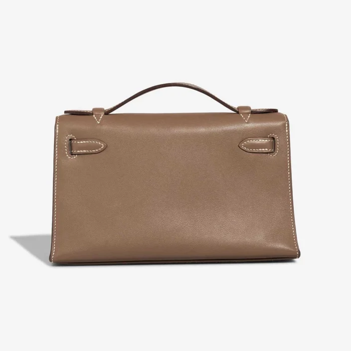 Artisan-Grade Hermès Dupes Kelly Pochette Swift Etoupe PHW - Replica Handbags - Image 2