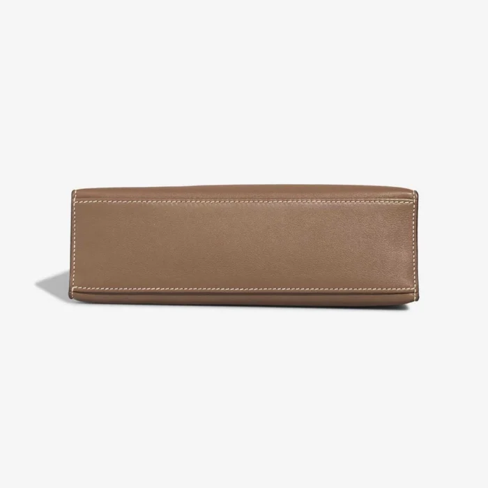 Artisan-Grade Hermès Dupes Kelly Pochette Swift Etoupe PHW - Replica Handbags - Image 3