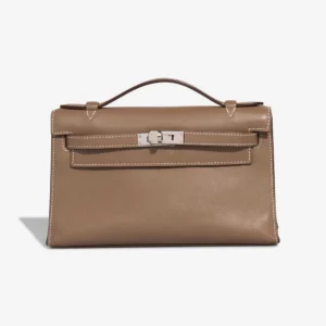 Artisan-Grade Hermès Dupes Kelly Pochette Swift Etoupe PHW - Replica Handbags