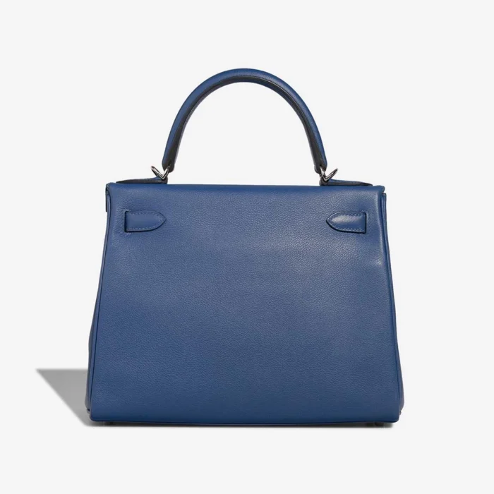 Artisan-Grade Hermès Dupes Kelly Verso 28 Evercolor Bleu Brighton/Capucine PBHW - Replica Handbags - Image 2