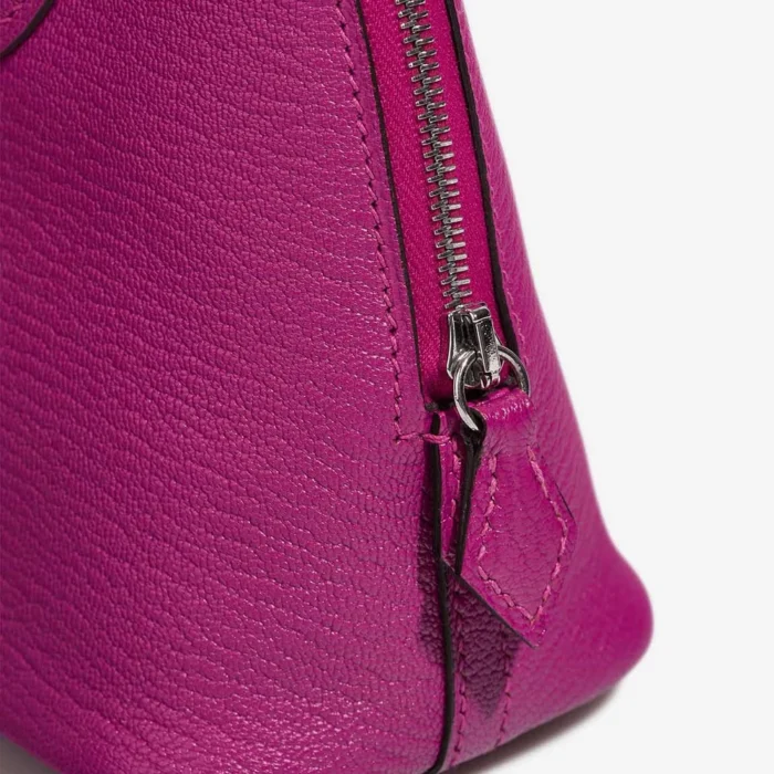 Artisan-Grade Hermès Dupes Mini Bolide Chevre Mysore Rose Pourpre PHW - Replica Handbags - Image 8
