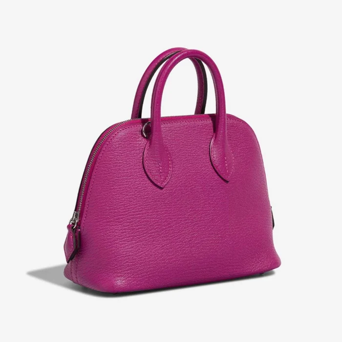 Artisan-Grade Hermès Dupes Mini Bolide Chevre Mysore Rose Pourpre PHW - Replica Handbags - Image 6