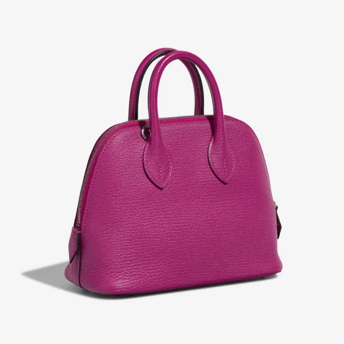 Artisan-Grade Hermès Dupes Mini Bolide Chevre Mysore Rose Pourpre PHW - Replica Handbags - Image 5
