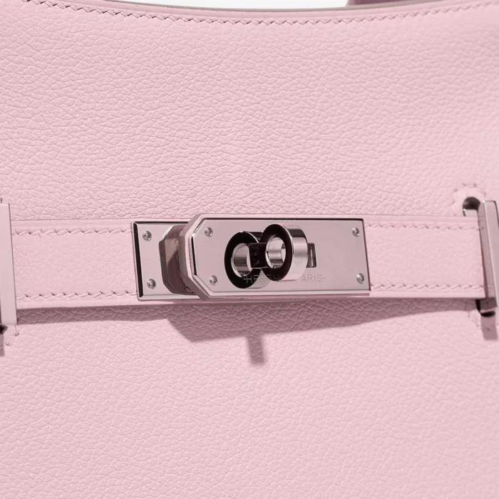 Artisan-Grade Hermès Dupes Mini Jypsiere Evercolor Mauve Pale/Nata PHW - Replica Handbags - Image 5