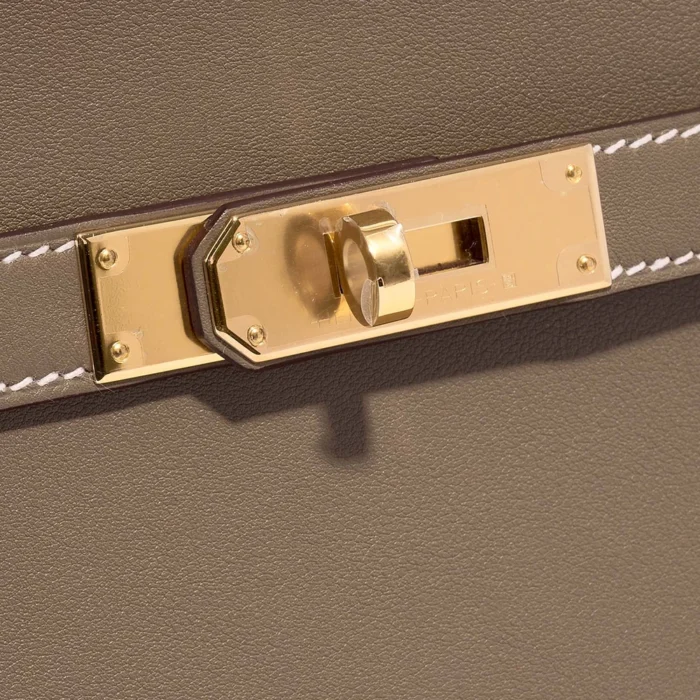 Artisan-Grade Hermès Dupes Mini Jypsiere Swift Etoupe GHW - Replica Handbags - Image 6