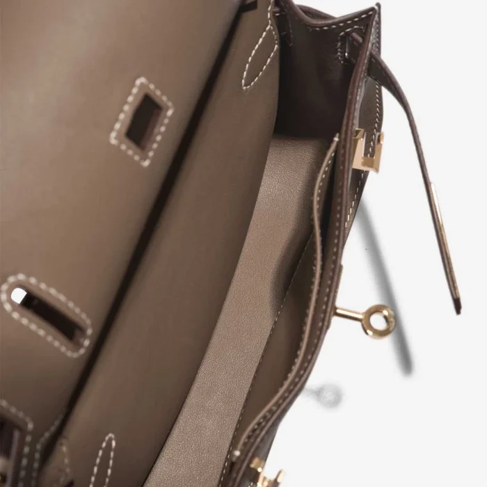 Artisan-Grade Hermès Dupes Mini Jypsiere Swift Etoupe GHW - Replica Handbags - Image 7