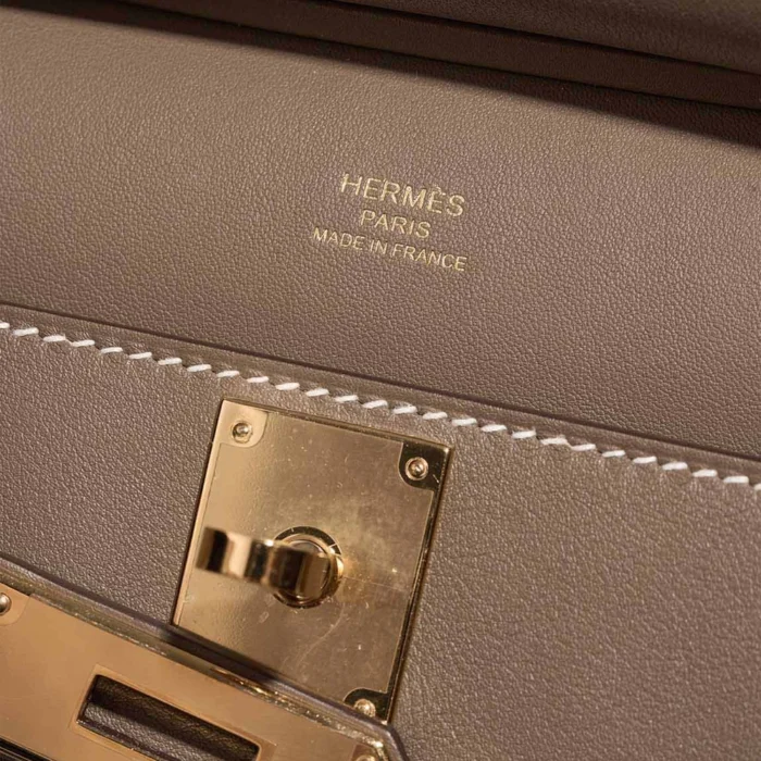 Artisan-Grade Hermès Dupes Mini Jypsiere Swift Etoupe GHW - Replica Handbags - Image 2