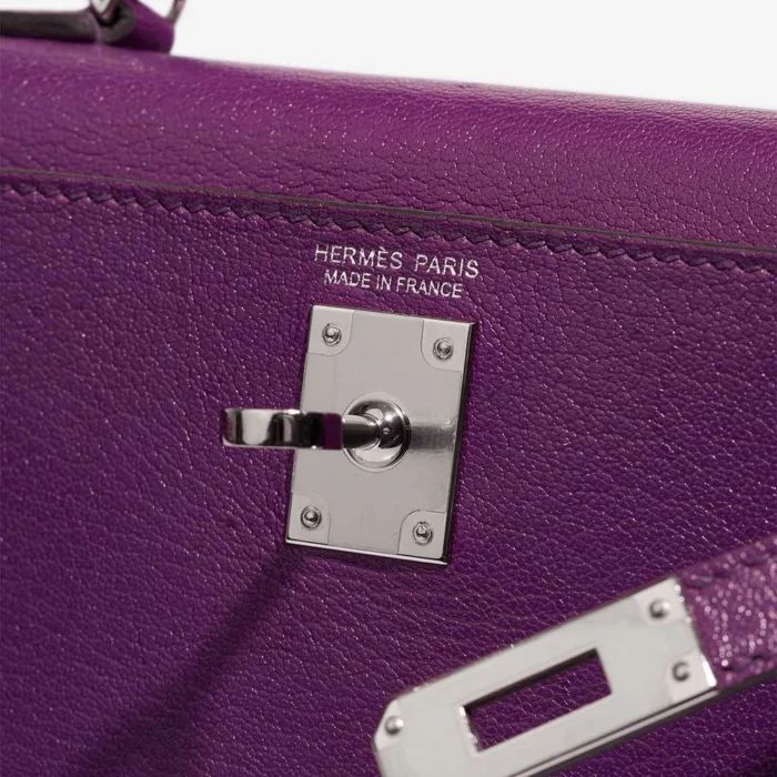 Artisan-Grade Hermès Dupes Mini Kelly Chevre Anemone PHW - Replica Handbags - Image 6