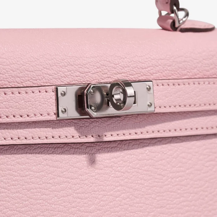 Artisan-Grade Hermès Dupes Mini Kelly Chevre Rose Sakura PHW - Replica Handbags - Image 7