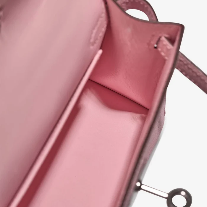 Artisan-Grade Hermès Dupes Mini Kelly Chevre Rose Sakura PHW - Replica Handbags - Image 5