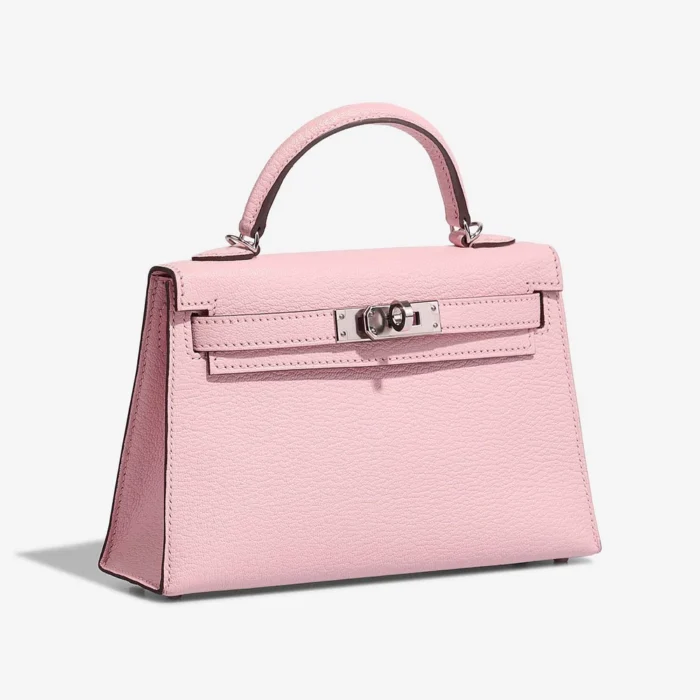 Artisan-Grade Hermès Dupes Mini Kelly Chevre Rose Sakura PHW - Replica Handbags - Image 4