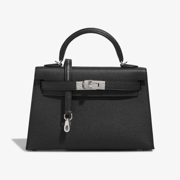 Artisan-Grade Hermès Dupes Mini Kelly Epsom Black PHW - Replica Handbags