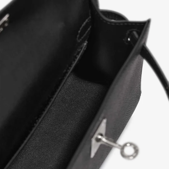 Artisan-Grade Hermès Dupes Mini Kelly Epsom Black PHW - Replica Handbags - Image 5